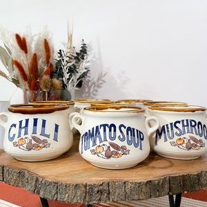 Vintage Ceramic 1980s Cottagecore Kettle Mugs